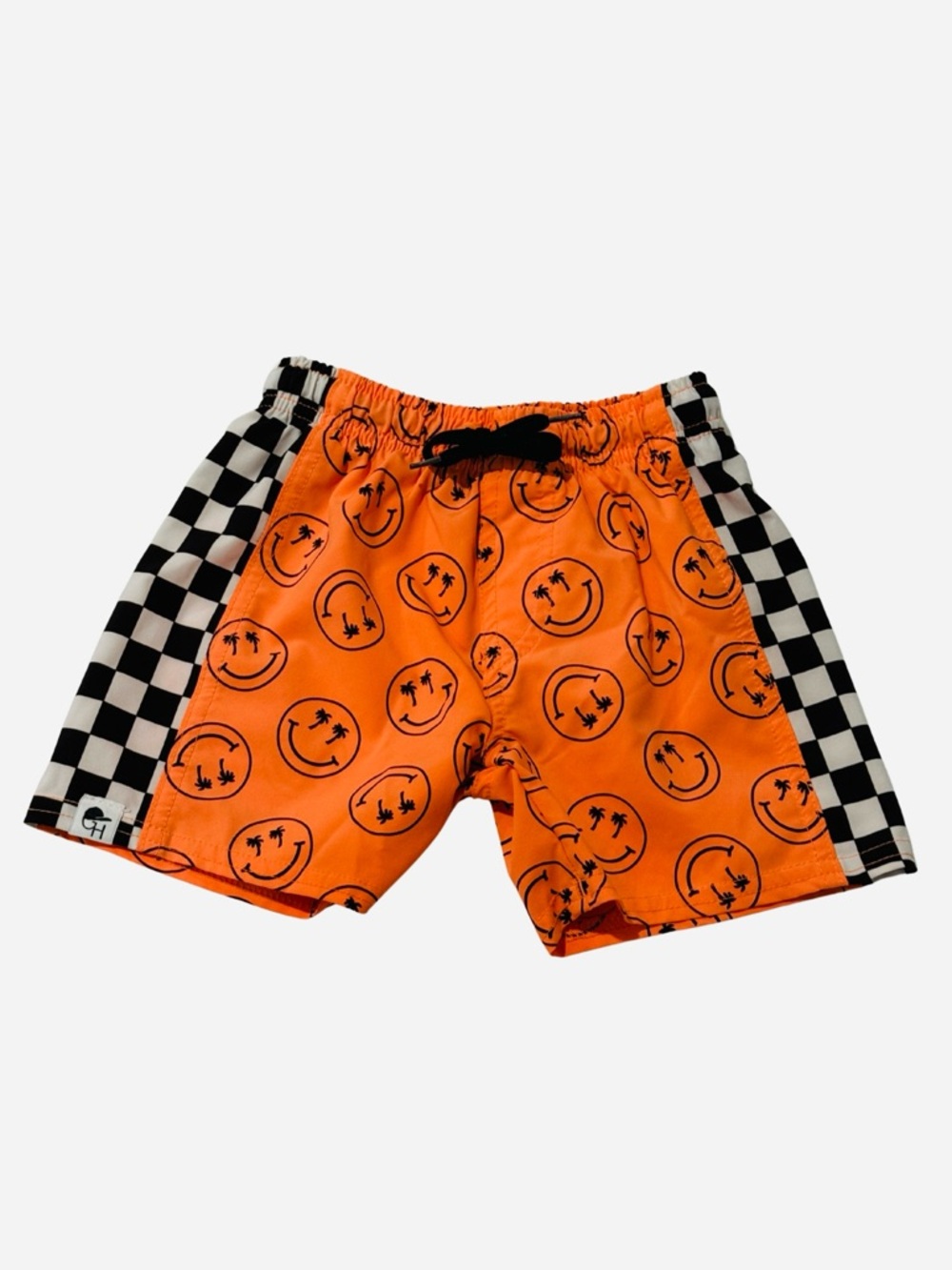 George Hats Neon Orange Smiley Checkered Swim Hybrid Shorts Toddler size 4T-5T